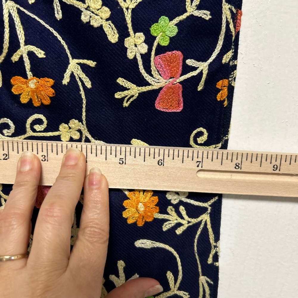 Colorful Floral Hand Embroidered Rectangular Scar… - image 4